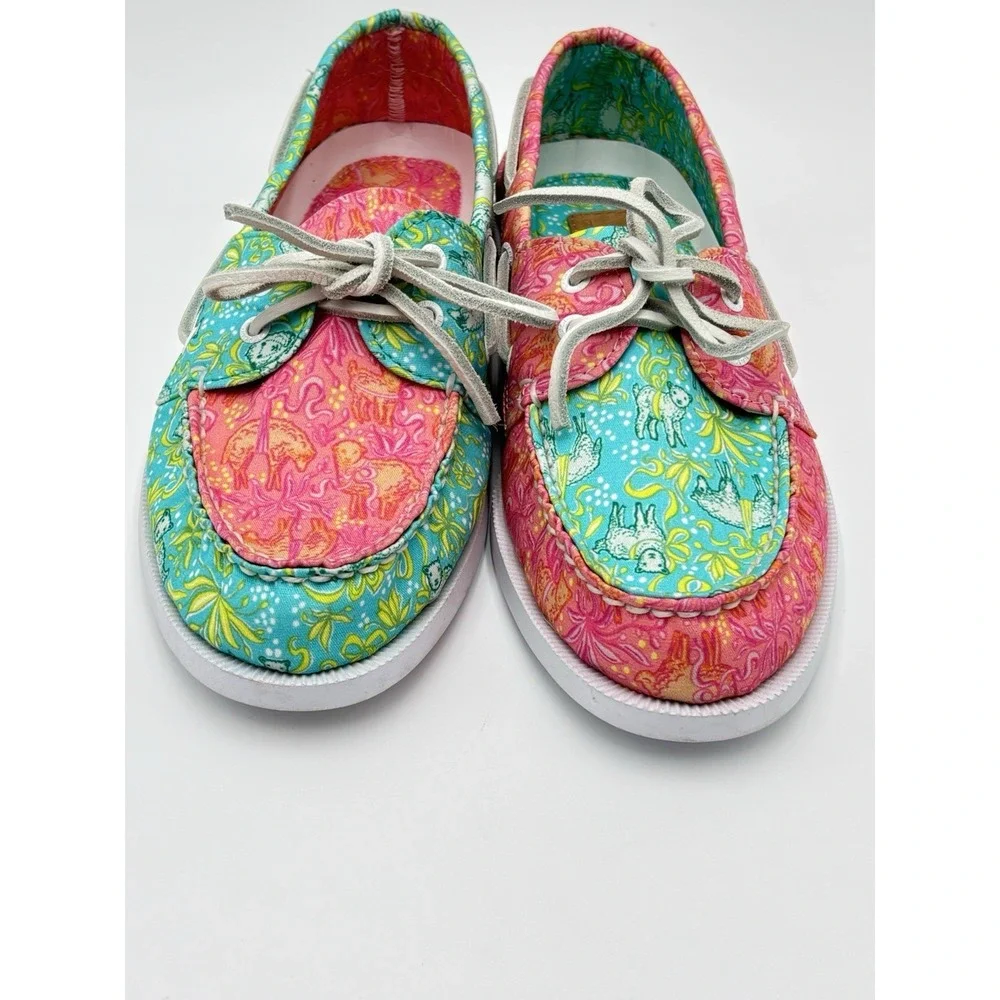 Sperry x Brooks Brothers Boat Shoes Women 8 Colorful Floral Canvas Preppy Coas